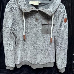 Wanakome Gray Sherpa Hoodie